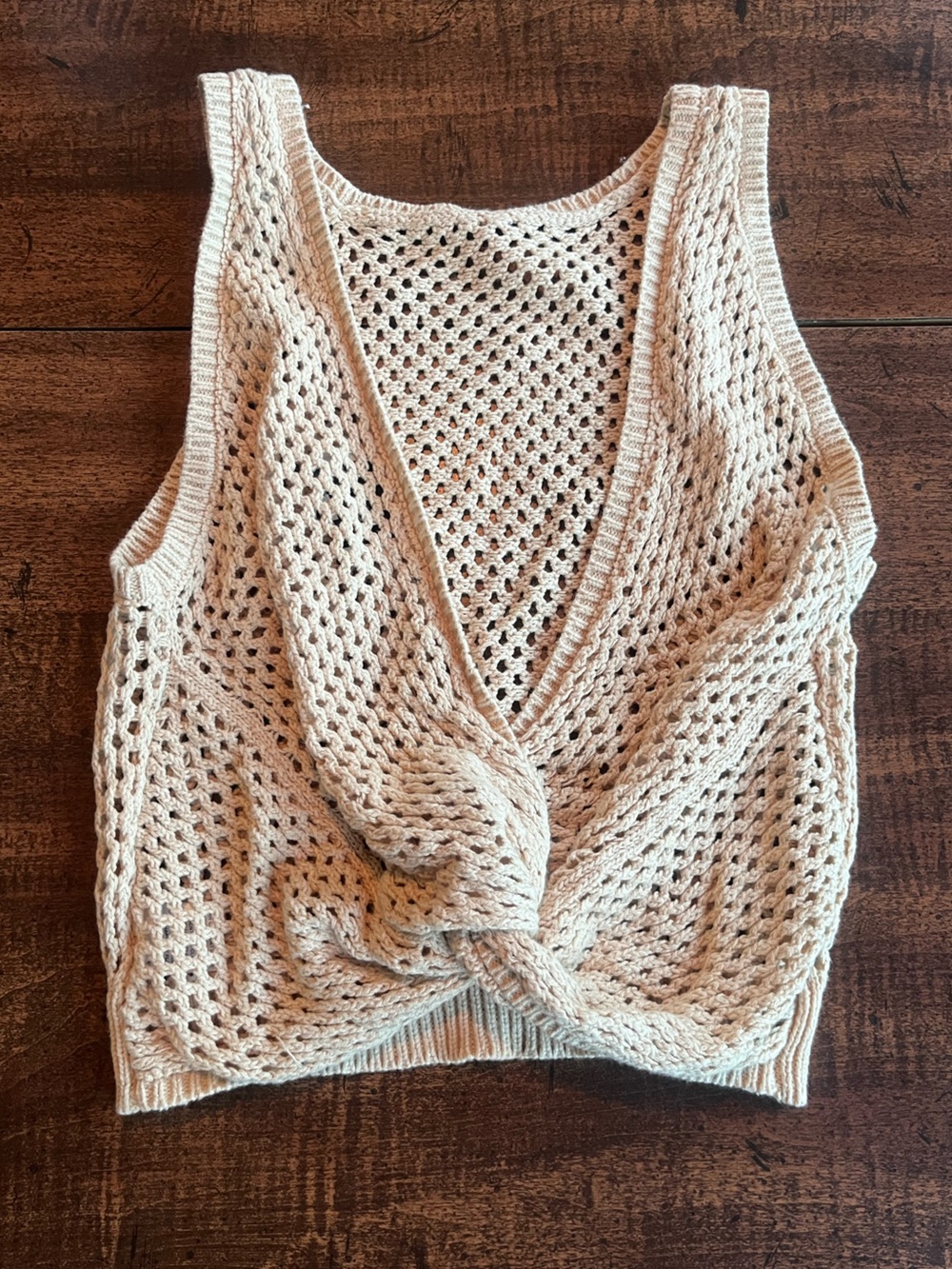 Freshman 1996 Crochet Knit Front Knot
Crop Top Women’s S Festival Beach Beige